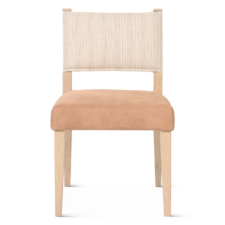 Maya 21" Dining Chair in Durango Linen and Antique Leather with Napoleon Legs, Set of 2 by Home Trends & Design at Eve Furniture