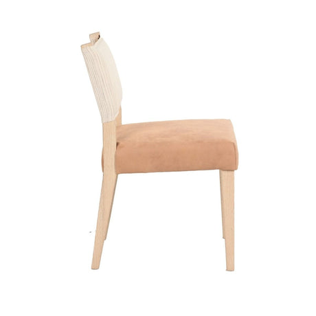 Maya 21" Dining Chair in Durango Linen and Antique Leather with Napoleon Legs, Set of 2 by Home Trends & Design at Eve Furniture