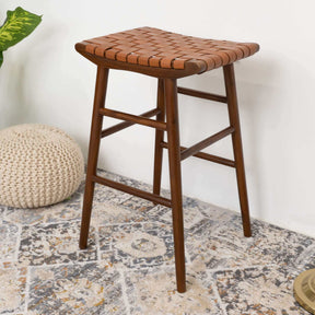 Maya 30" Genuine Leather Stool In Tan by Ashcroft Furniture at Eve Furniture
