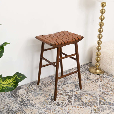 Maya 30" Genuine Leather Stool In Tan by Ashcroft Furniture at Eve Furniture
