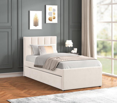 Maya Beige Twin Platform Bed with Trundle by Happy Homes at Eve Furniture