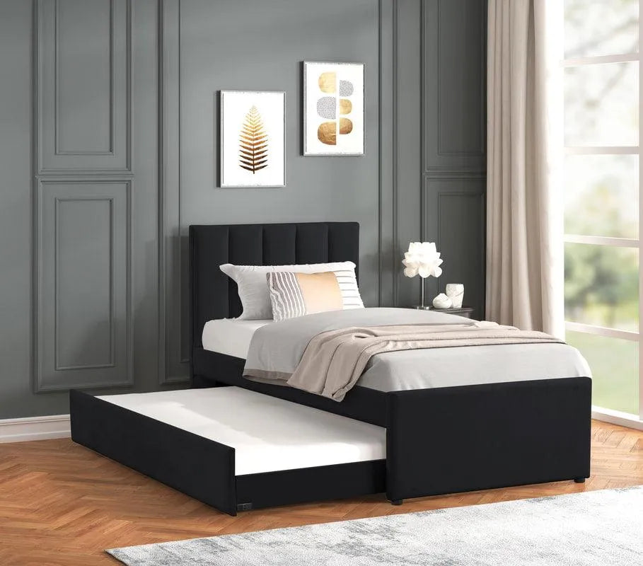 Maya Black Twin Platform Bed with Trundle by Happy Homes at Eve Furniture