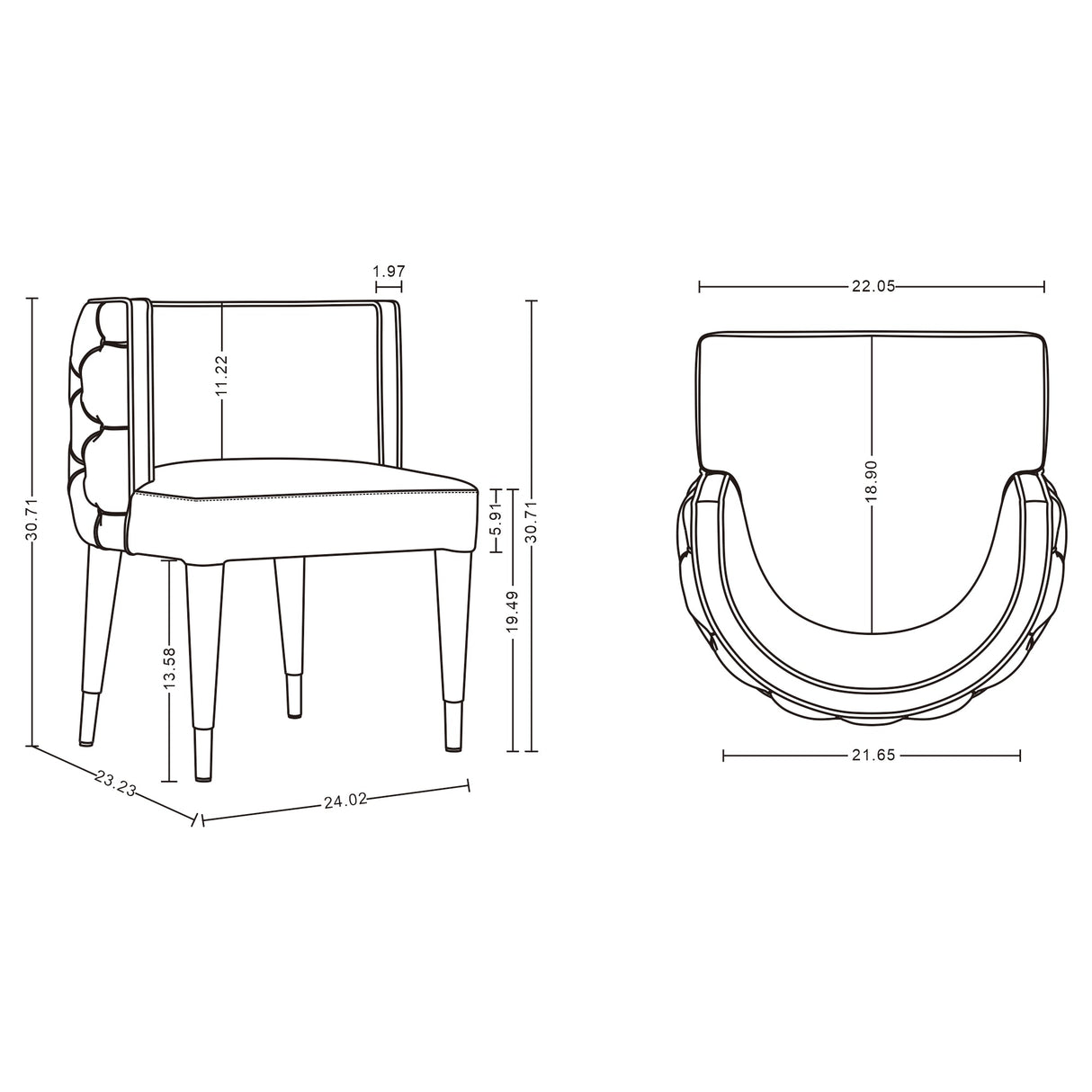 Maya Dining Chair in Grey by Manhattan Comfort at Eve Furniture