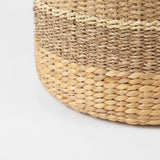 Maya Light Brown W/Medium Brown Stripes Seagrass Round Pouf by Mercana at Eve Furniture