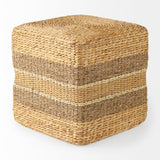 Maya Light Brown W/Medium Brown Stripes Seagrass Square Pouf by Mercana at Eve Furniture