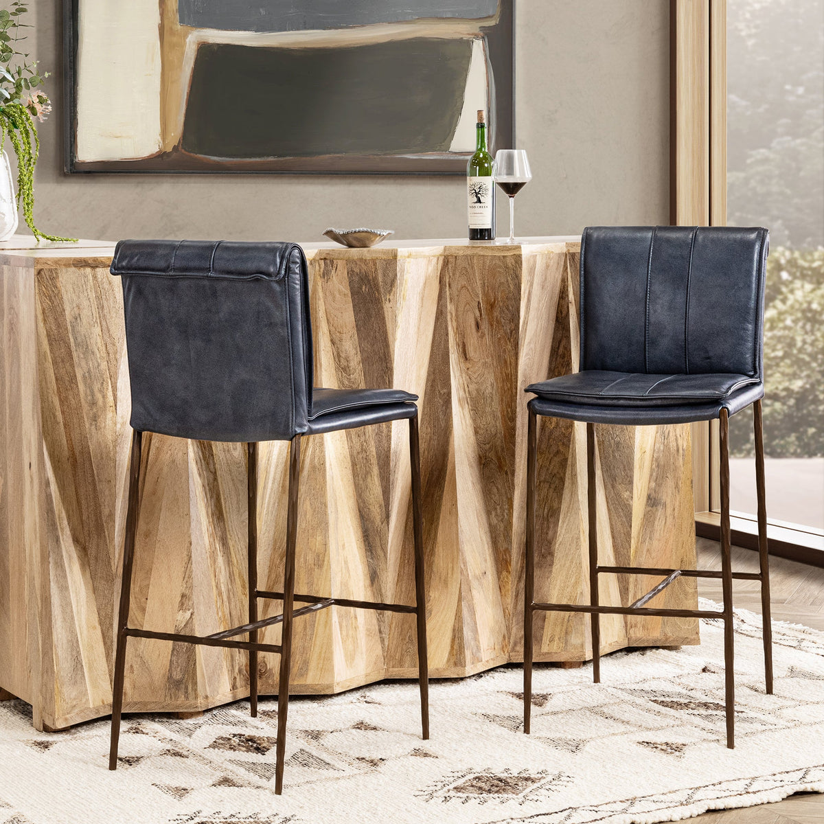 Mayer Ocean Blue Bar Stool by Classic Home at Eve Furniture