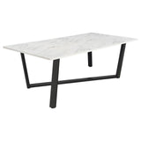 Mayer Faux White Marble/Gunmetal Rectangular Dining Table