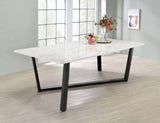 Mayer Faux White Marble/Gunmetal Rectangular Dining Table