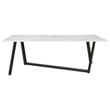 Mayer Faux White Marble/Gunmetal Rectangular Dining Table