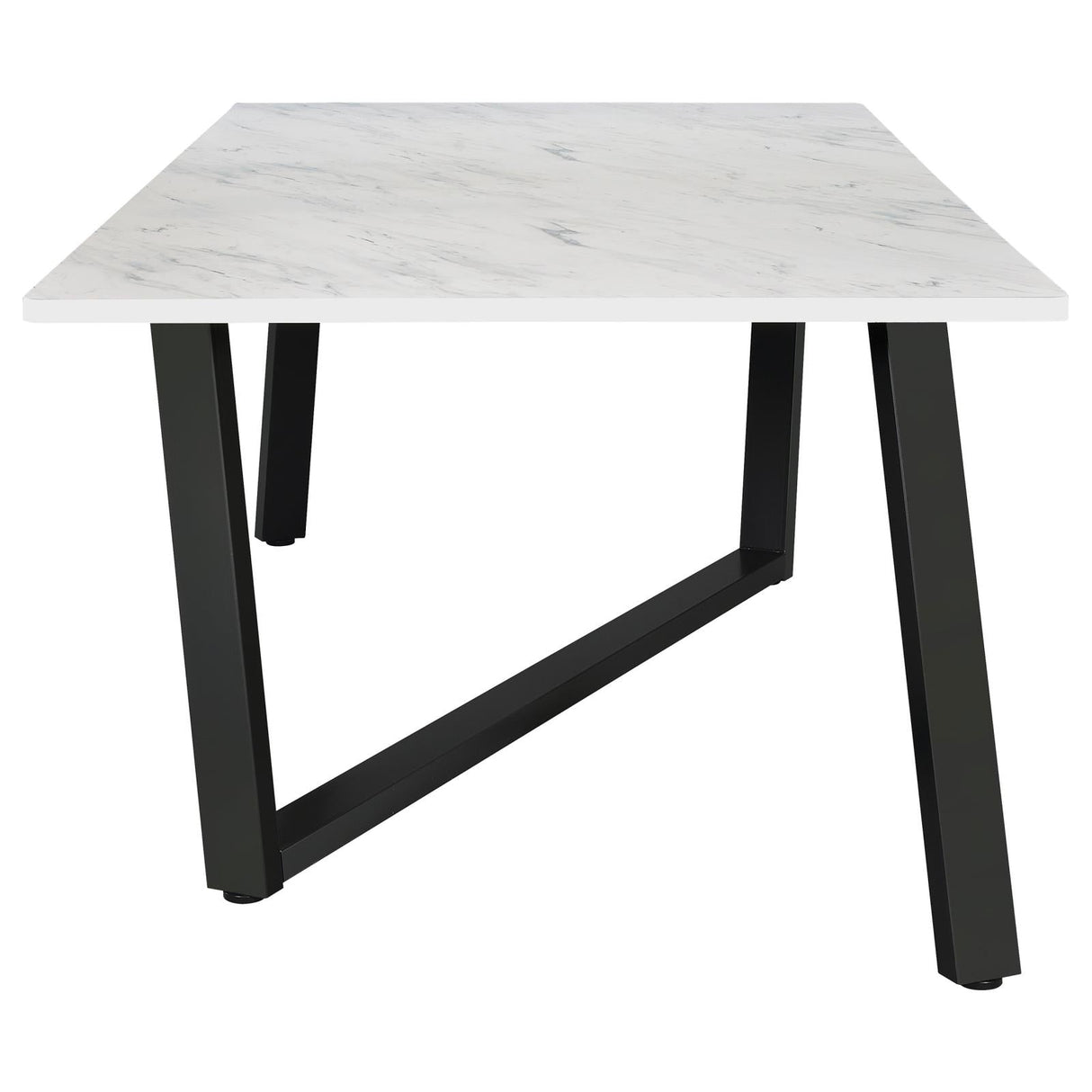 Mayer Faux White Marble/Gunmetal Rectangular Dining Table