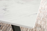 Mayer Faux White Marble/Gunmetal Rectangular Dining Table