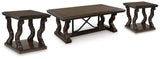 Maylee Dark Brown Coffee Table and 2 End Tables by Ashley at Eve Furniture