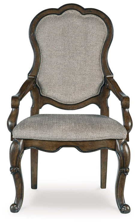 Maylee Dark Brown Dining Arm Chair, Set of 2 by Ashley at Eve Furniture