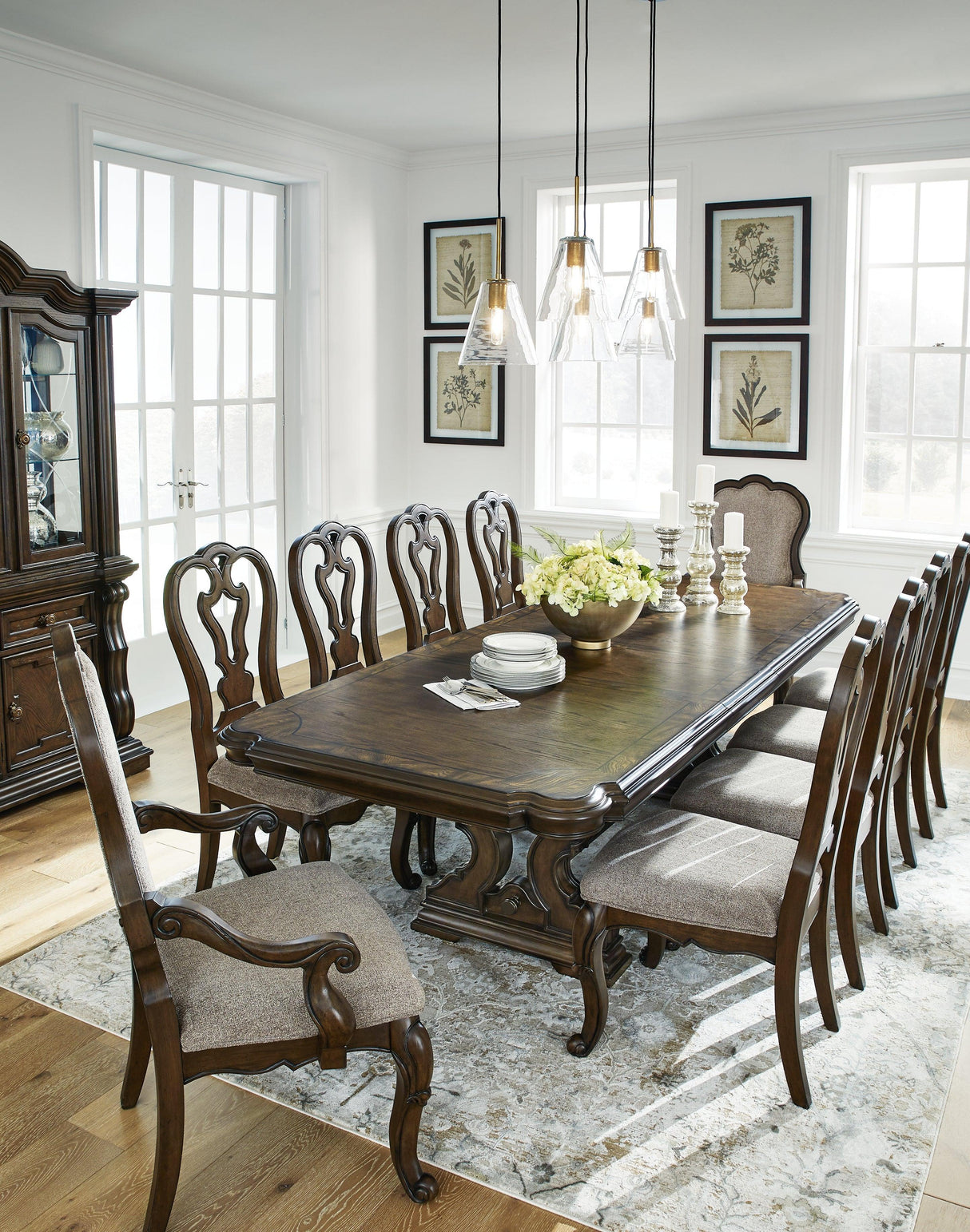 Maylee Dark Brown Dining Table and 10 Chairs by Ashley at Eve Furniture