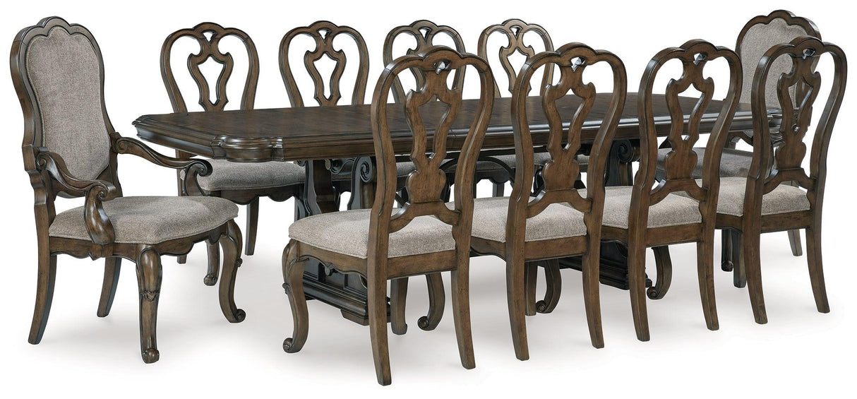 Maylee Dark Brown Dining Table and 10 Chairs by Ashley at Eve Furniture