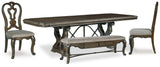 Maylee Dark Brown Dining Table and 4 Chairs and Bench by Ashley at Eve Furniture