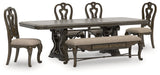 Maylee Dark Brown Dining Table and 4 Chairs and Bench by Ashley at Eve Furniture
