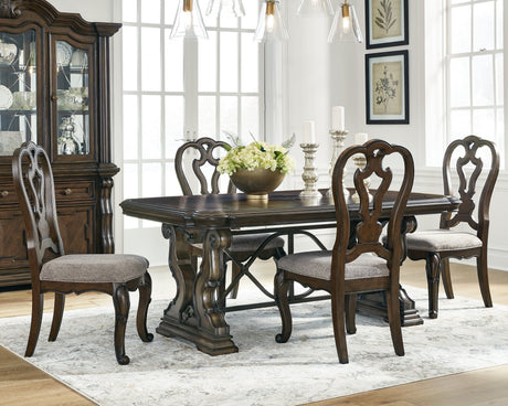 Maylee Dark Brown Dining Table and 4 Chairs by Ashley at Eve Furniture