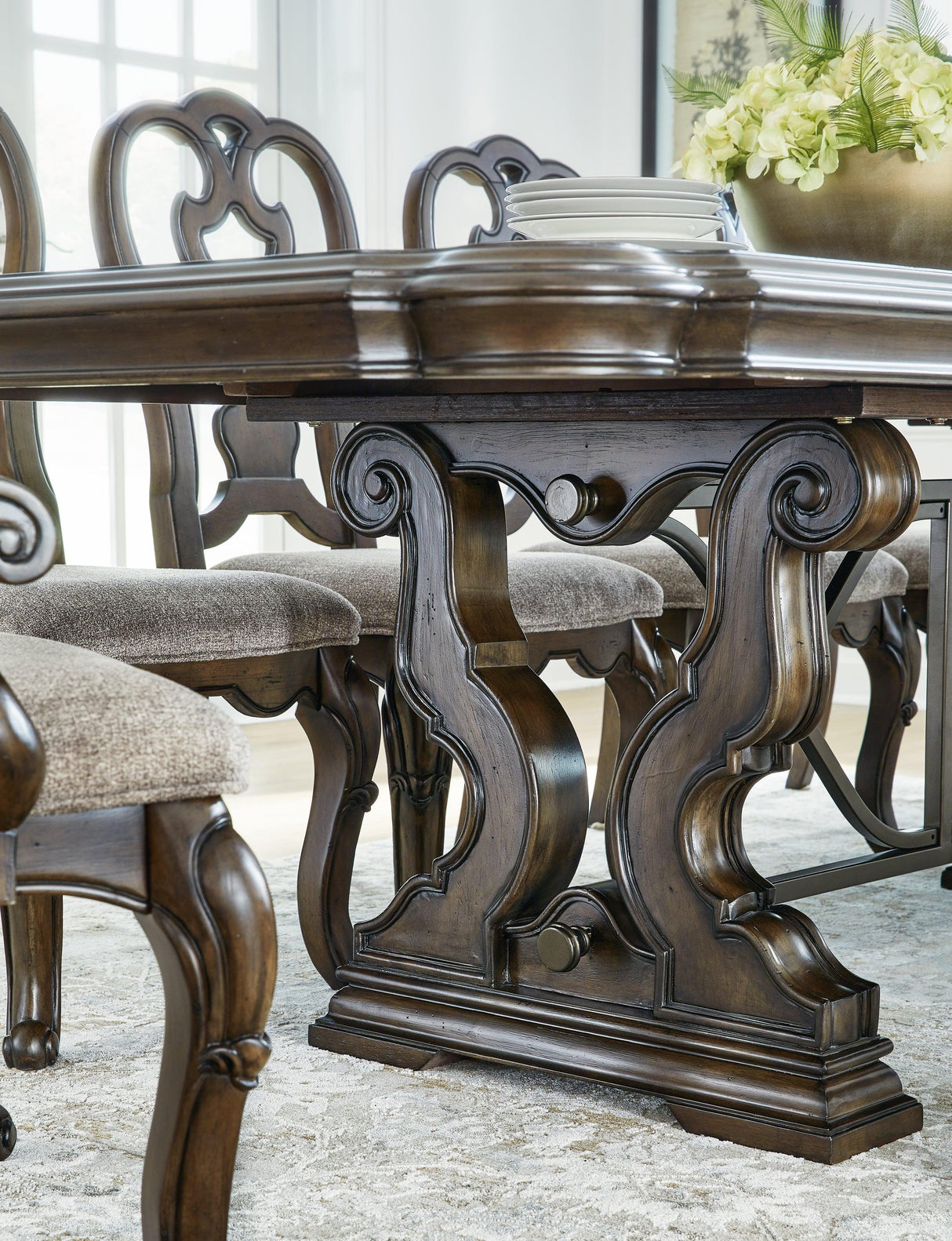 Maylee Dark Brown Dining Table and 8 Chairs by Ashley at Eve Furniture