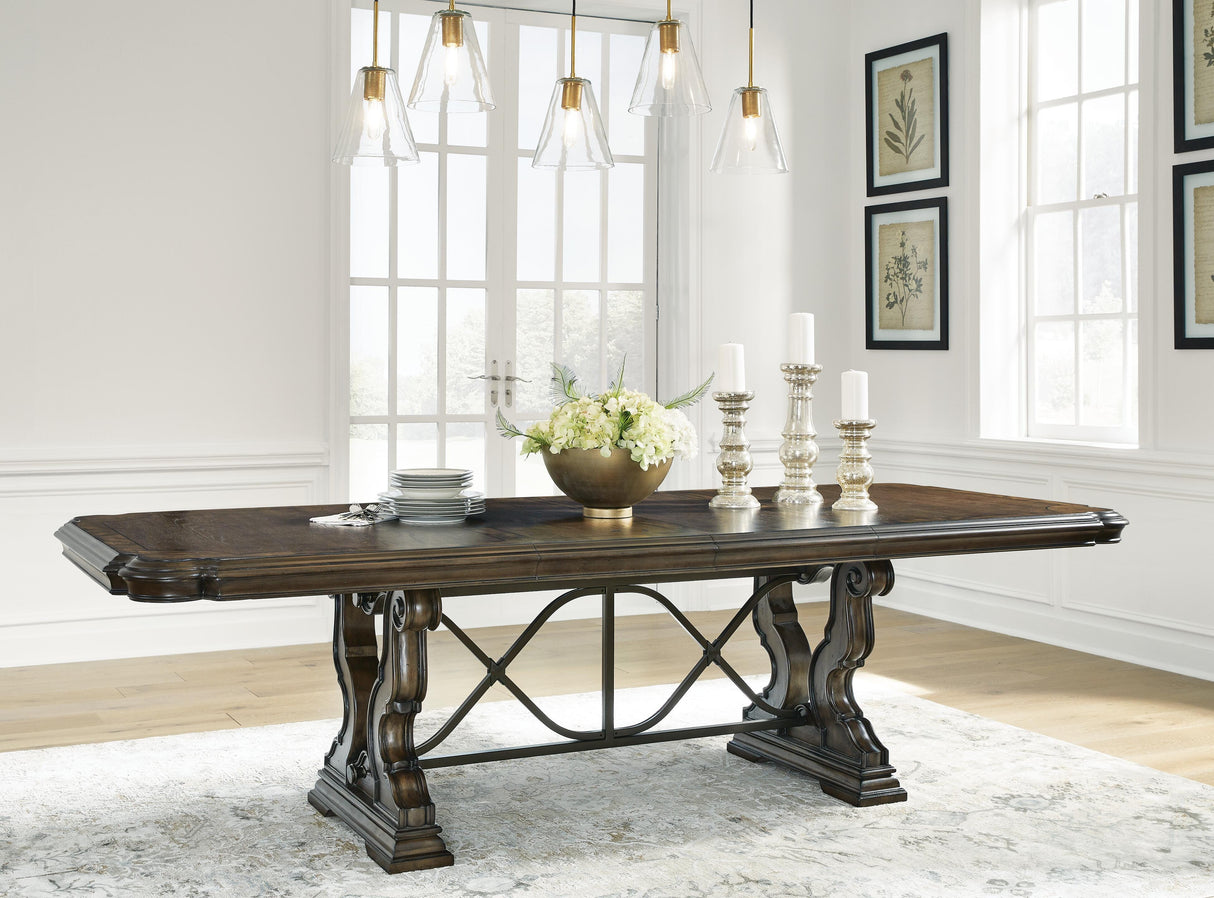 Maylee Dark Brown Extendable Dining Room Set by Ashley at Eve Furniture