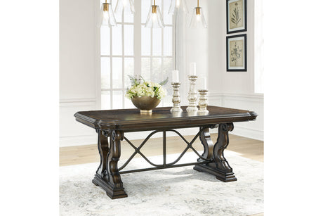Maylee Dark Brown Extendable Dining Room Set by Ashley at Eve Furniture
