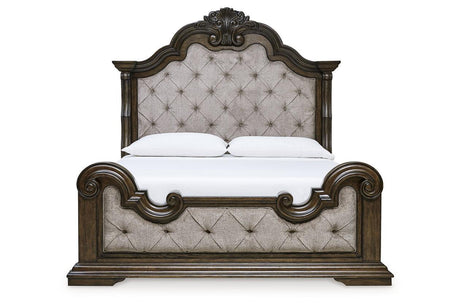 Maylee Dark Brown King Upholstered Bed by Ashley at Eve Furniture