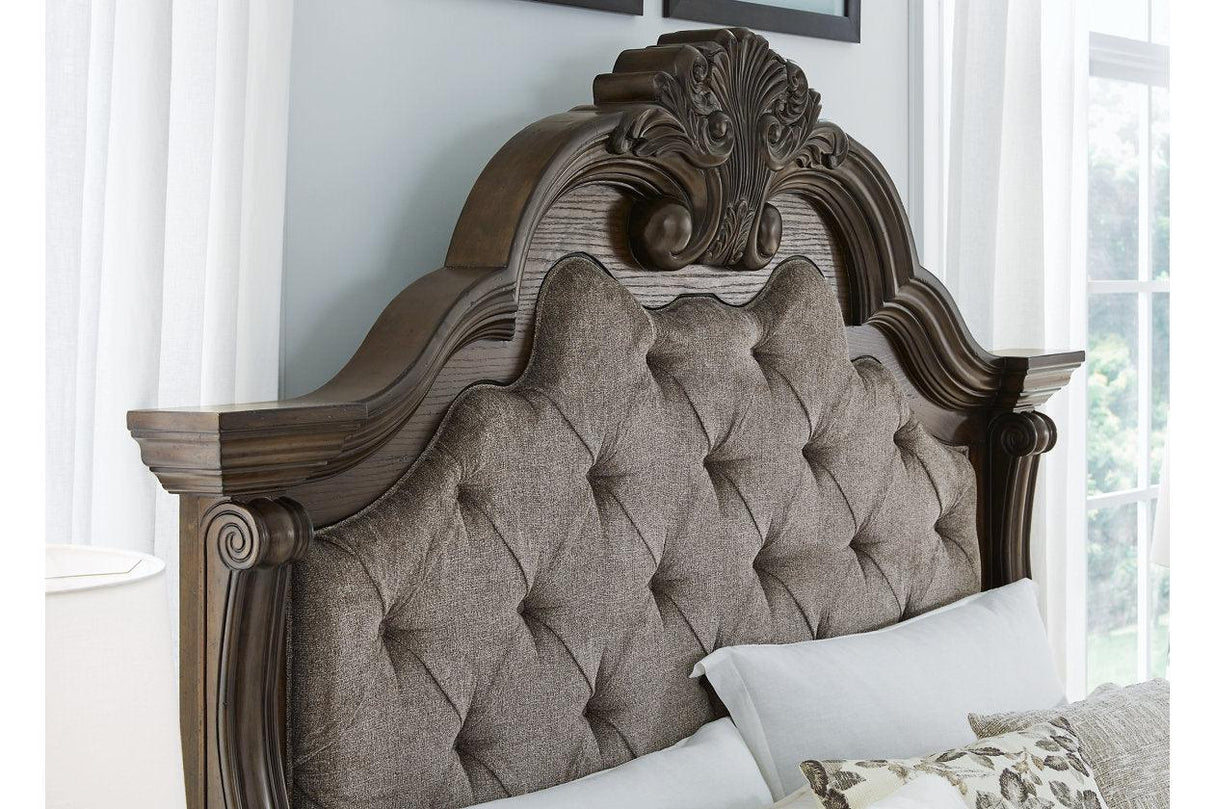Maylee Dark Brown King Upholstered Bed by Ashley at Eve Furniture