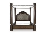 Maylee Dark Brown Queen Upholstered Canopy Bed by Ashley at Eve Furniture