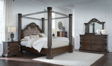 Maylee Dark Brown Queen Upholstered Canopy Bed by Ashley at Eve Furniture