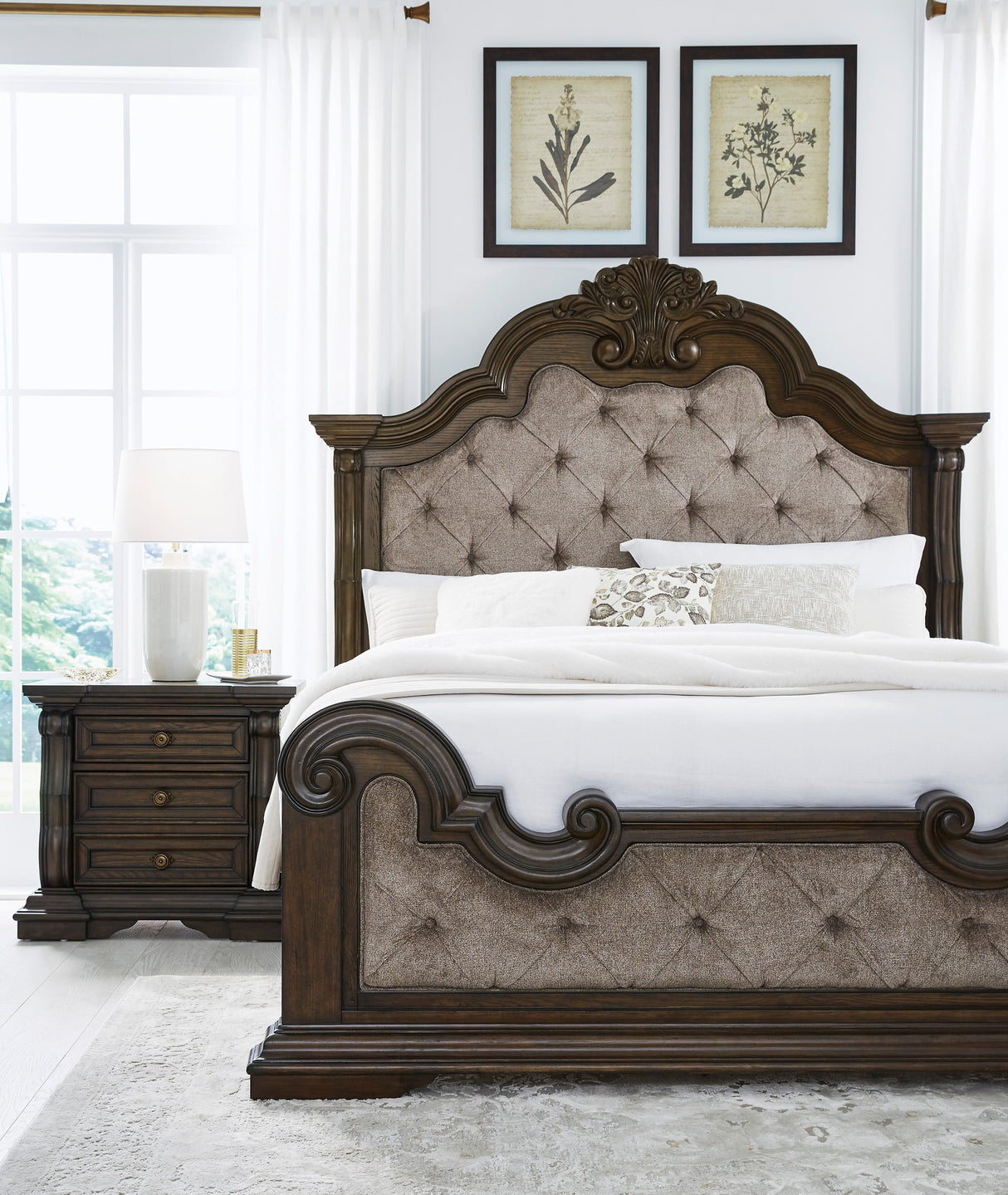 Maylee Dark Brown Upholstered Bedroom Set by Ashley at Eve Furniture