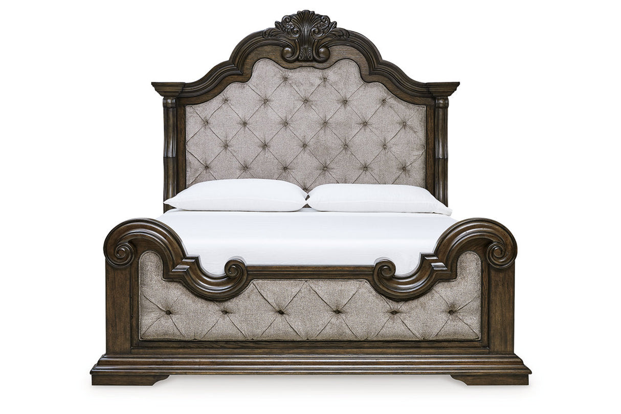 Maylee Dark Brown Upholstered Bedroom Set by Ashley at Eve Furniture