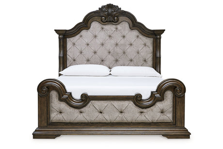 Maylee Dark Brown Upholstered Bedroom Set by Ashley at Eve Furniture