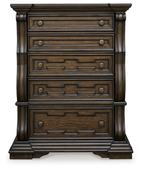 Maylee Dark Brown Upholstered Canopy Bedroom Set by Ashley at Eve Furniture