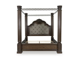 Maylee Dark Brown Upholstered Canopy Bedroom Set by Ashley at Eve Furniture