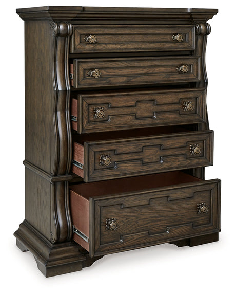 Maylee Dark Brown Upholstered Canopy Bedroom Set by Ashley at Eve Furniture