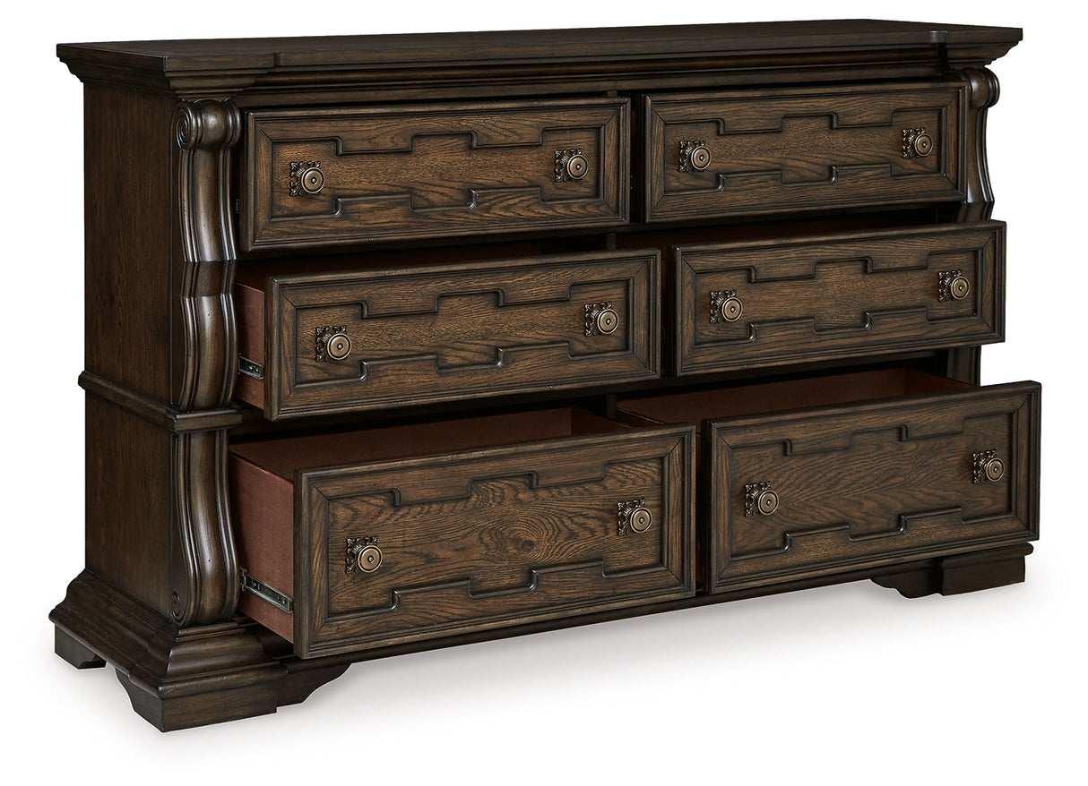 Maylee Dark Brown Upholstered Canopy Bedroom Set by Ashley at Eve Furniture