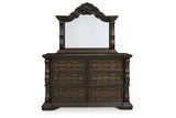 Maylee Dark Brown Upholstered Canopy Bedroom Set by Ashley at Eve Furniture