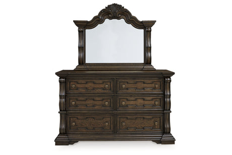Maylee Dark Brown Upholstered Canopy Bedroom Set by Ashley at Eve Furniture