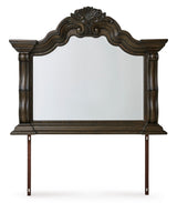 Maylee Dark Brown Upholstered Canopy Bedroom Set by Ashley at Eve Furniture