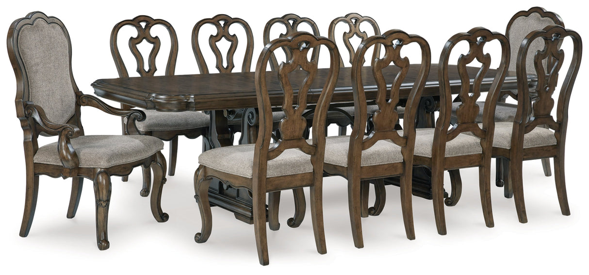 Maylee Dining Table and 10 Chairs in Dark Brown by Ashley at Eve Furniture