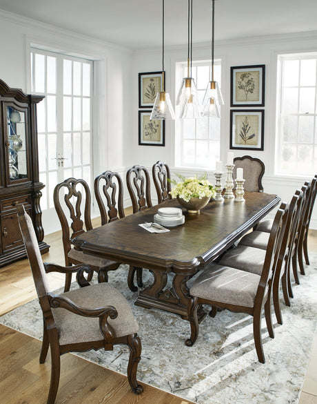 Maylee Dining Table and 10 Chairs in Dark Brown by Ashley at Eve Furniture