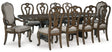 Maylee Dining Table and 10 Chairs in Dark Brown by Ashley at Eve Furniture