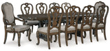 Maylee Dining Table and 10 Chairs in Dark Brown by Ashley at Eve Furniture