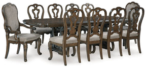 Maylee Dining Table and 10 Chairs in Dark Brown by Ashley at Eve Furniture