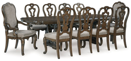 Maylee Dining Table and 10 Chairs in Dark Brown by Ashley at Eve Furniture
