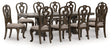 Maylee Dining Table and 10 Chairs in Dark Brown by Ashley at Eve Furniture