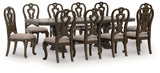 Maylee Dining Table and 10 Chairs in Dark Brown by Ashley at Eve Furniture