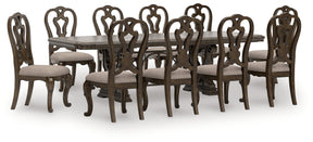 Maylee Dining Table and 10 Chairs in Dark Brown by Ashley at Eve Furniture