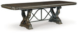 Maylee Dining Table and 10 Chairs with Storage in Dark Brown by Ashley at Eve Furniture