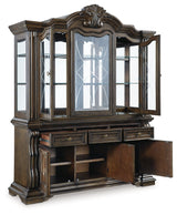 Maylee Dining Table and 10 Chairs with Storage in Dark Brown by Ashley at Eve Furniture